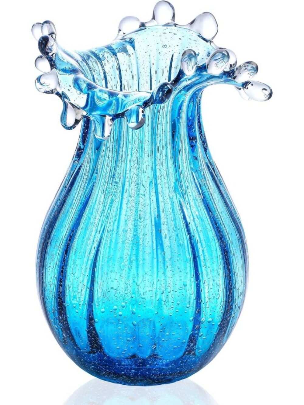 Modern 8-Inch Blown Glass Bubble Vase - Stylish Art Decor for Flowers
